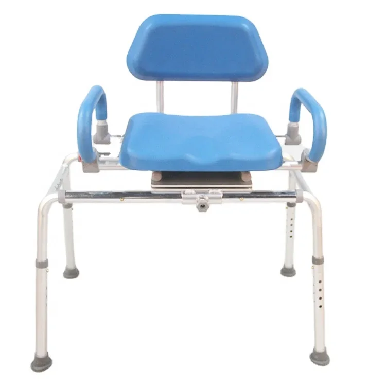 Bath Shower Safety Swivel Seating Wide Blue Premium Padded Tub Transfer Bench Shower Chair