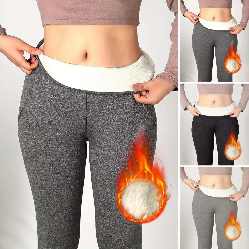 Mallas con forro de felpa para mujer, pantalones térmicos gruesos y cálidos para invierno, mallas elásticas de cintura alta para evitar el frío y el calor