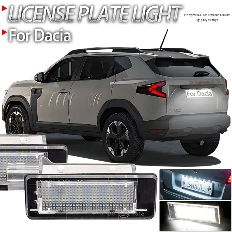 2Pcs CANBUS Compatible LED Licese Plate Light Lamp for Dacia Duster Logan Logan Car Lamps Error-Free Bright White License Lights