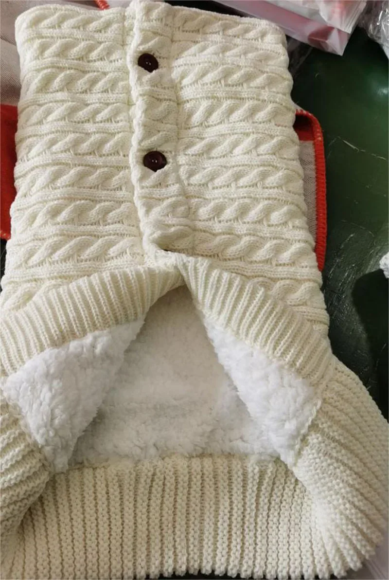 Newborn Baby Knitted Stroller Sleeping Bags Button Knit Wrap Swaddle Blankets Bedding Envelope Infant Sleepsack 0-1-2 Month S08