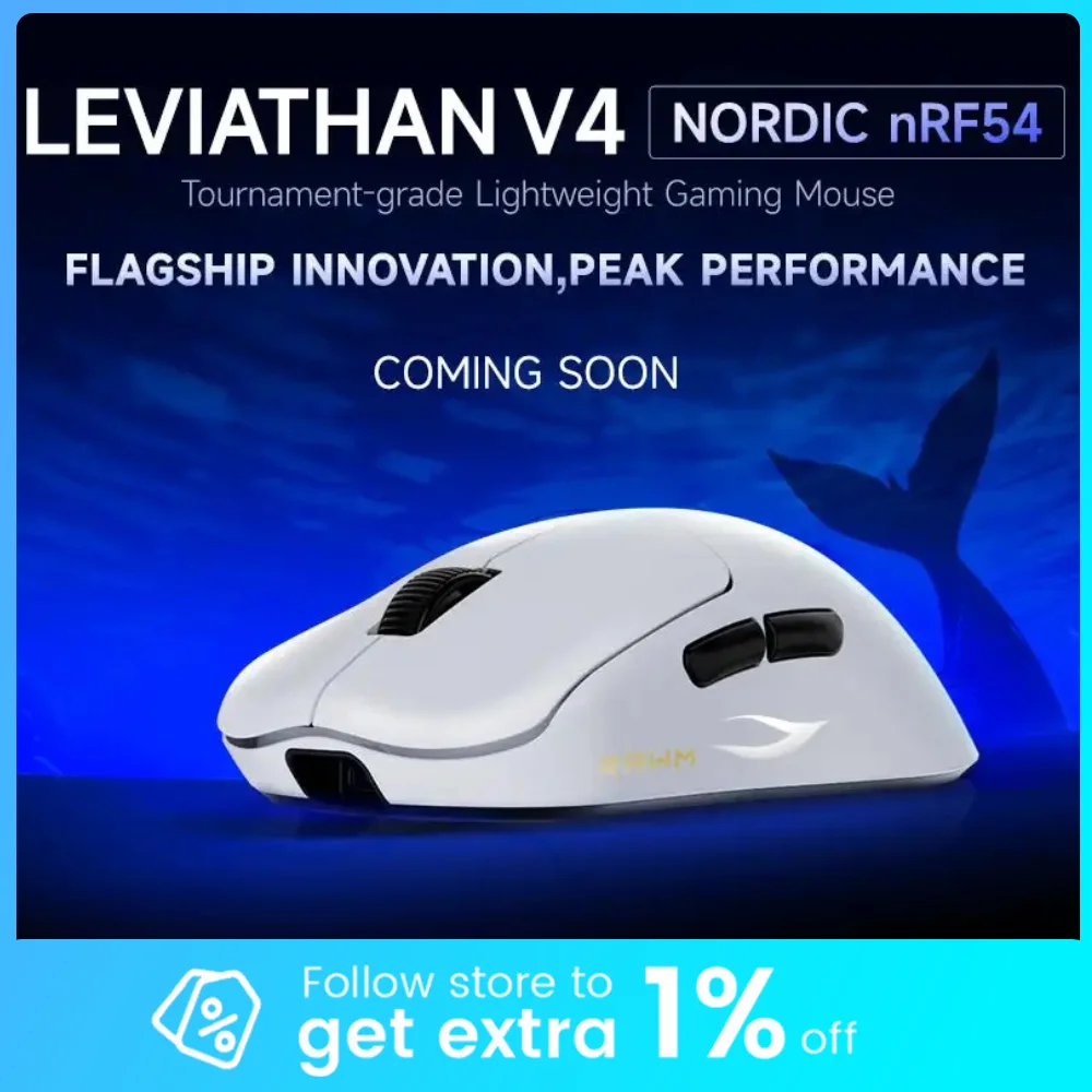 

Игровая мышь RAWM LEVIATHAN V4 PAW3950 Датчик киберспорта Nodic54 Флагманский мастер-чип 20000 кадров в секунду Точность Отслеживание 8k Низкая задержка