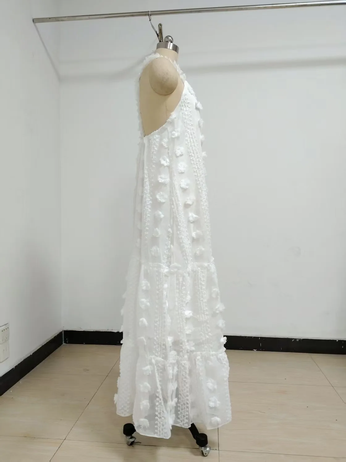 Summer New Fashion Sexy Hanging Neck 3D Flower Sleeveless Solid Color Dress For Women,4 Colors