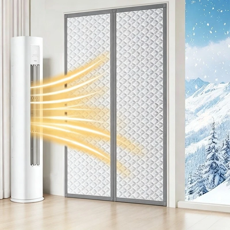 Magnetic Winter Thick Door Curtain, No Drilling Easy Install, Windproof Thermal Partition Curtain, Keep Cold Out & Warm In