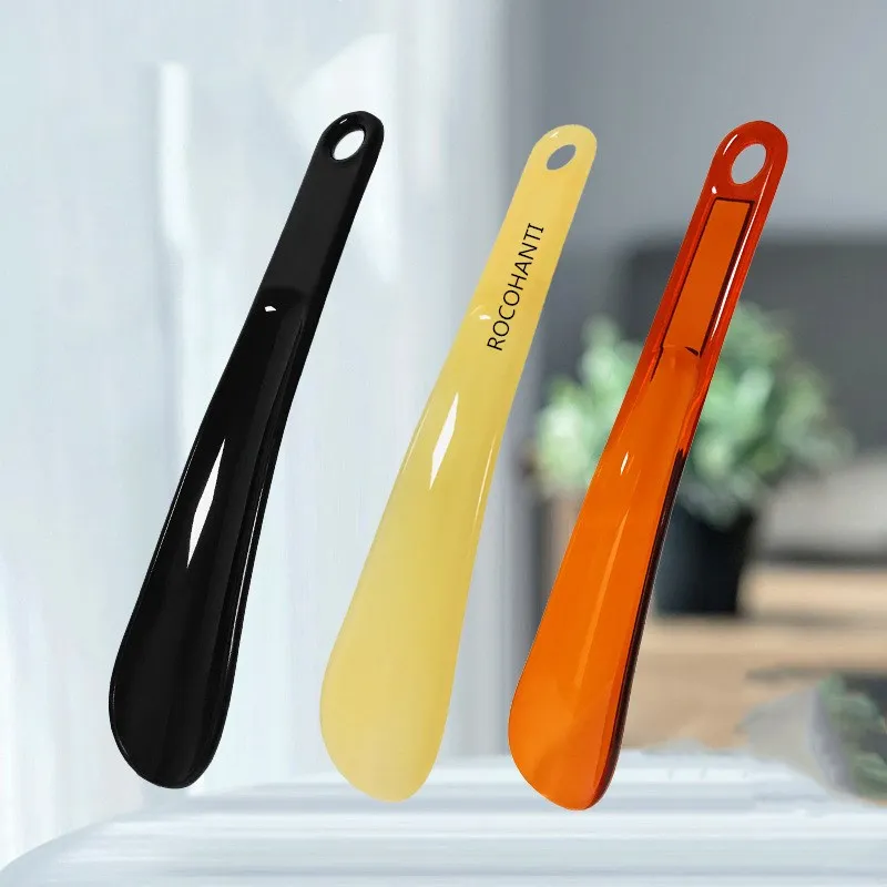 

50pcs Custom Logo Printed Plastic Shoehorn Black Duck shoe spoons Shoe Helper Short Handle Lazy Shoe Horn Party Favors Gifts