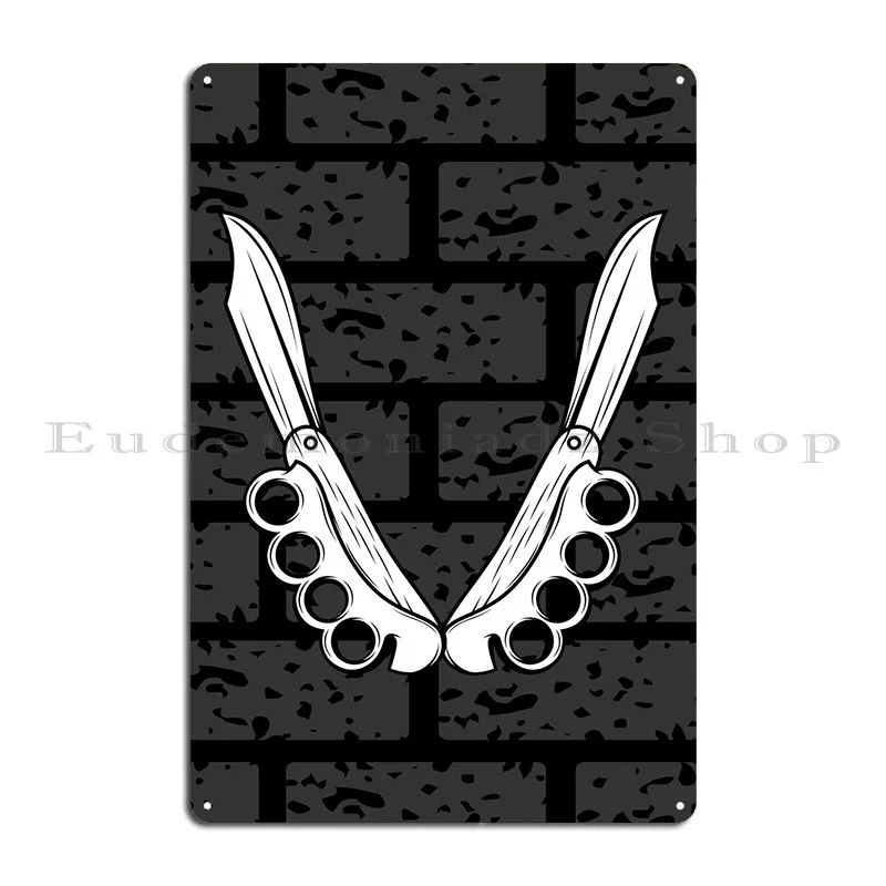 Knife With Knuckle Metal Sign Poster Design Club Pub Iron Wall Mural Tin Sign Poster