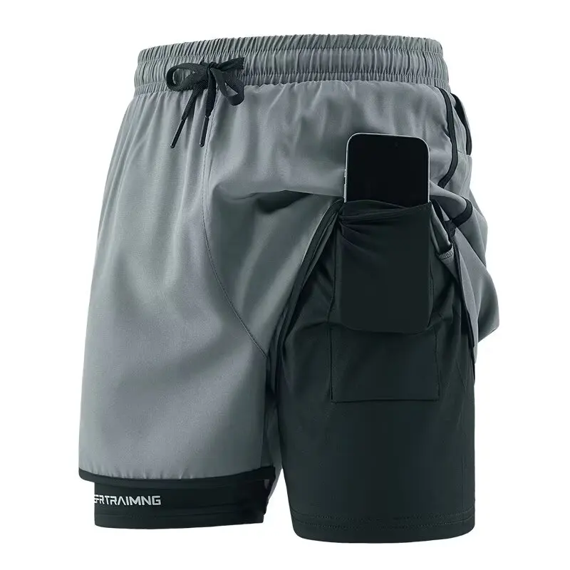 

Qui Dry Ice Silk Running orts Men's Casual Straight Leg Pants Summer Sport Orange Tee-in-One Four-in-One Outdoor Fitnes...