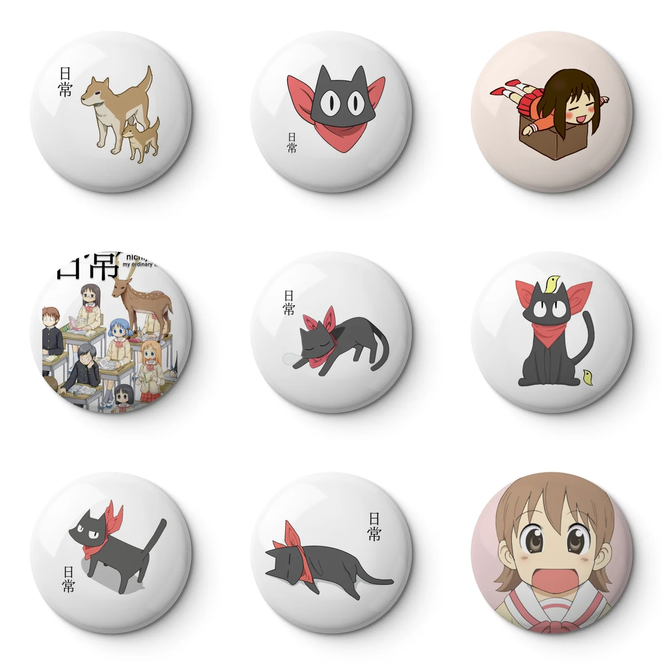 Nichijou Soft Button Pin Customizable Metal Decor Women Jewelry Gift Cute Funny Hat Lover Lapel Pin