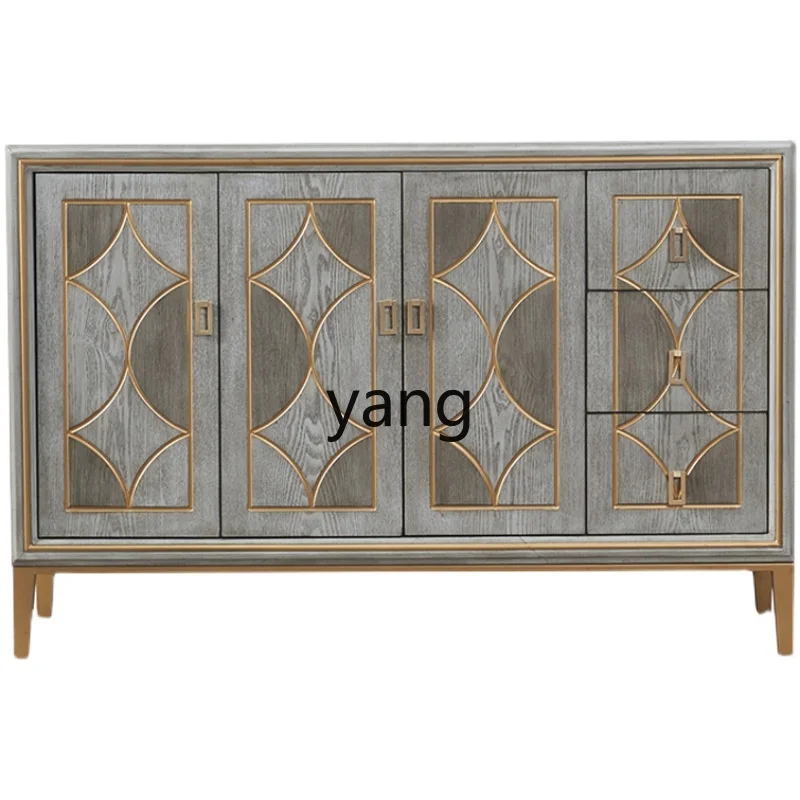 

Yjq Vintage Shoe Cabinet Light Luxury Entrance Large Capacity Storage Solid Wood Decoration Hall Cabinet