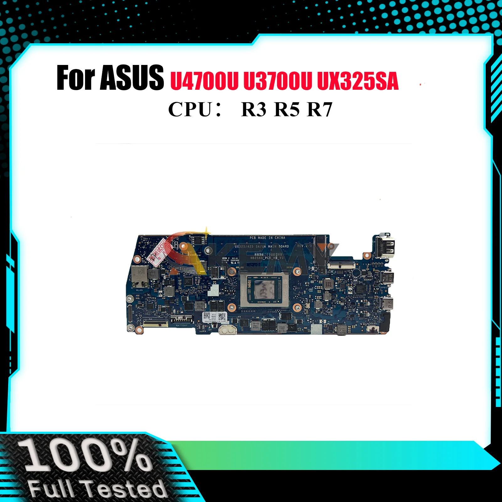 

UX325SA Laptop Motherboard For ASUS ZenBook U4700U U3700U UX325S UX325SA Notebook Mainboard With R3 R5 R7 CPU 100% tests OK stk