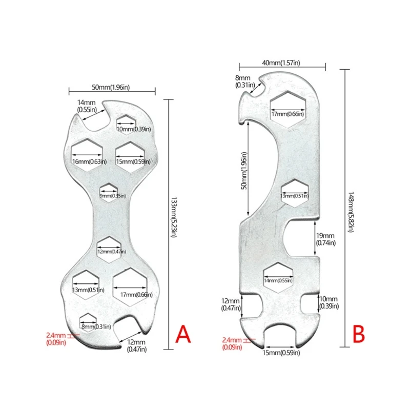 Llave caja Hexagonal interior para bicicleta, llave multiherramienta, llave tornillo con múltiples orificios, llave