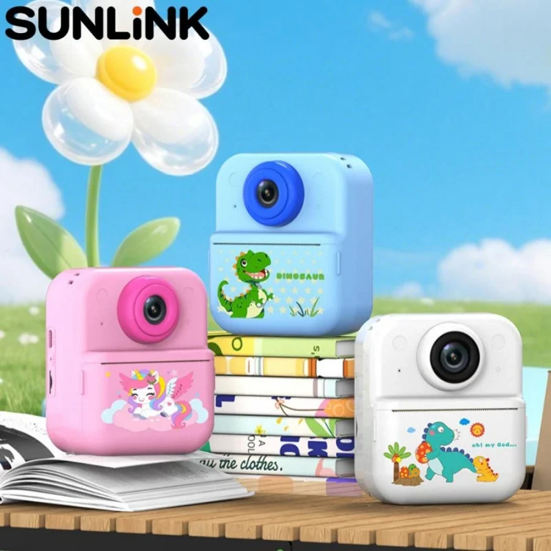 

Children's instant Camera Photo Printer Cartoon Unicorn Dinosaur HD Dual Lens Selfie Portable Toy Camera Girl Boy Birthday Gift
