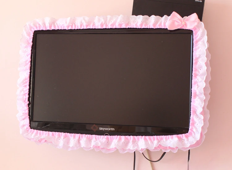 Pantalla de Monitor de cubierta de polvo con elástico, cubierta de TV circular de tela, encendido sin sacar, decoraciones para el hogar, 24-48