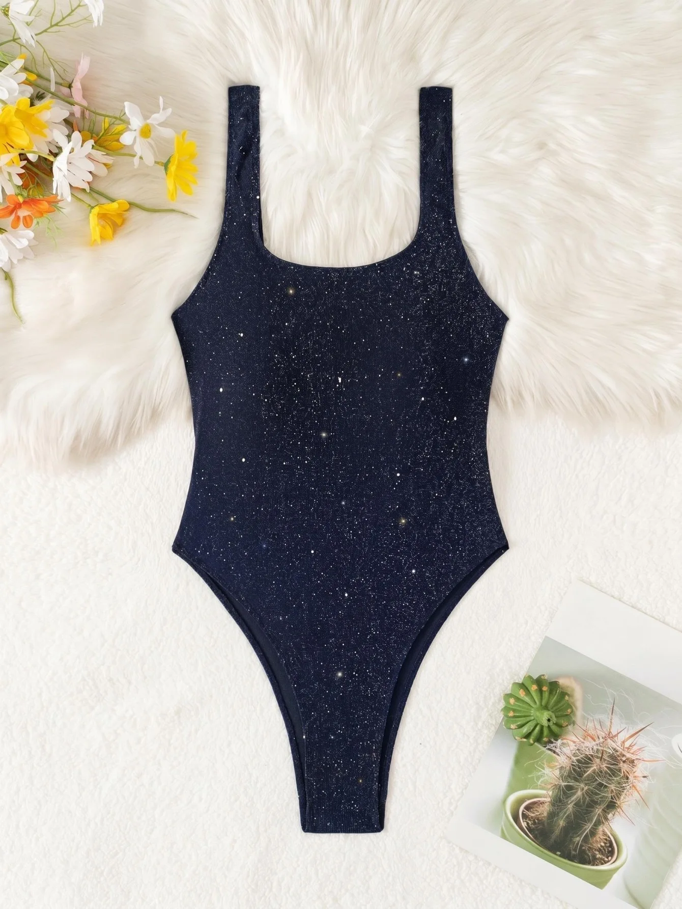

4 Color Glitter Sparkling Cut Out Backless One Piece Swimsuit Women Swimwear Female High Cut Leg Padded Bather Bathing Suit Swim
