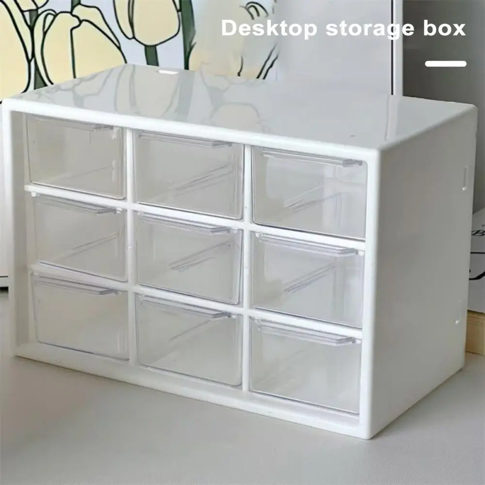 Transparent Storage Box Clear Visible 6 Compartment Desktop Storage Box for Cosmetics Stationary Jewelry Organization