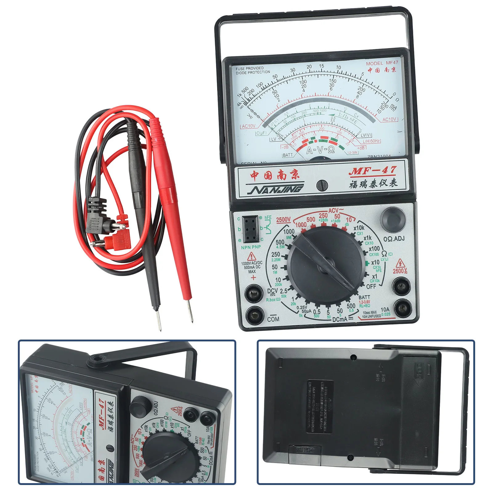 

1pc Analog Battery Tester Black Electric For Students Measuring Ohmmeter Parts Plastic Testing 18.7*11.8*4.7cm