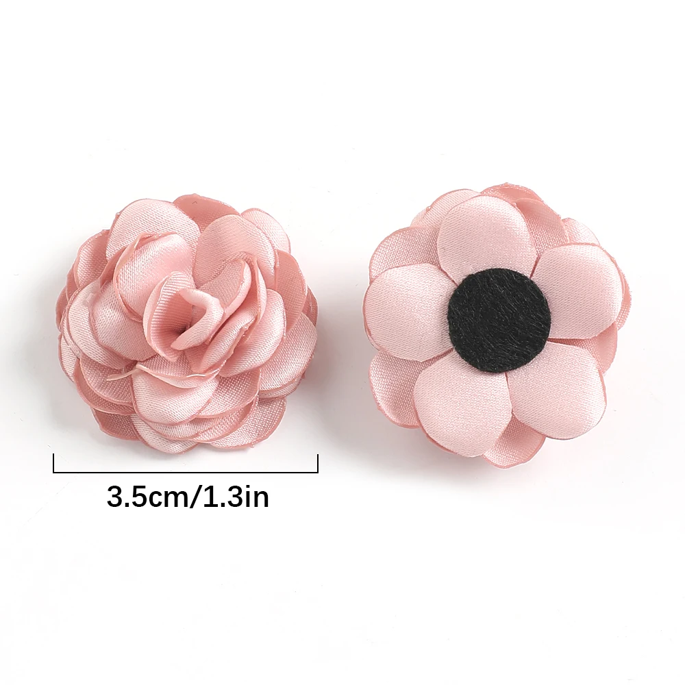 5/10Pcs Artificial Flowers 3.5cm Handmade Burned Edge Camellia Flowers For DIY Sewing Crafts Clothing Accessories Wedding Decors