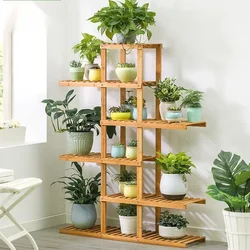 Ahşap Balkon Saksı Tutucu – İç Mekan Succulents, Oturma Odası Çiçek Standı ve Yeşillik Teşhir Çözümü için Çok Katlı Bitki Rafı