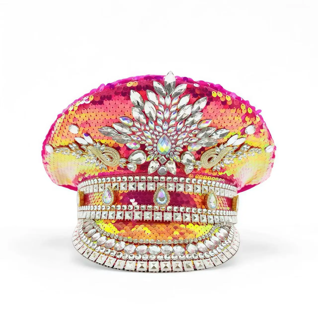 

Rhinestone Captain Hat Women, Cosplay Cap, Luxury Festival Hats, Burning Man Halloween Anime Convention Costume Accessories