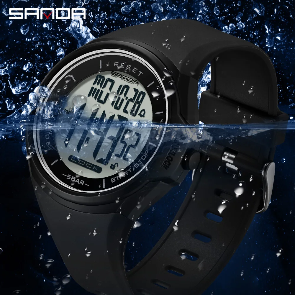 Sanda New 2131 Intelligent Microcontroller Men\'s and Women\'s Fashion Creative Blue Light Outdoor Waterproof Electronic Watch