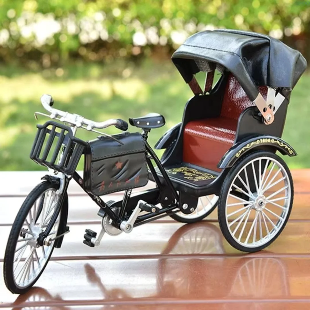 앤티크 자전거 올드 릭샤 모델 올드 레트로 전시품 수집품 테이블 장식 삼륜차 생일 서프라이즈 선물 어린이 장난감