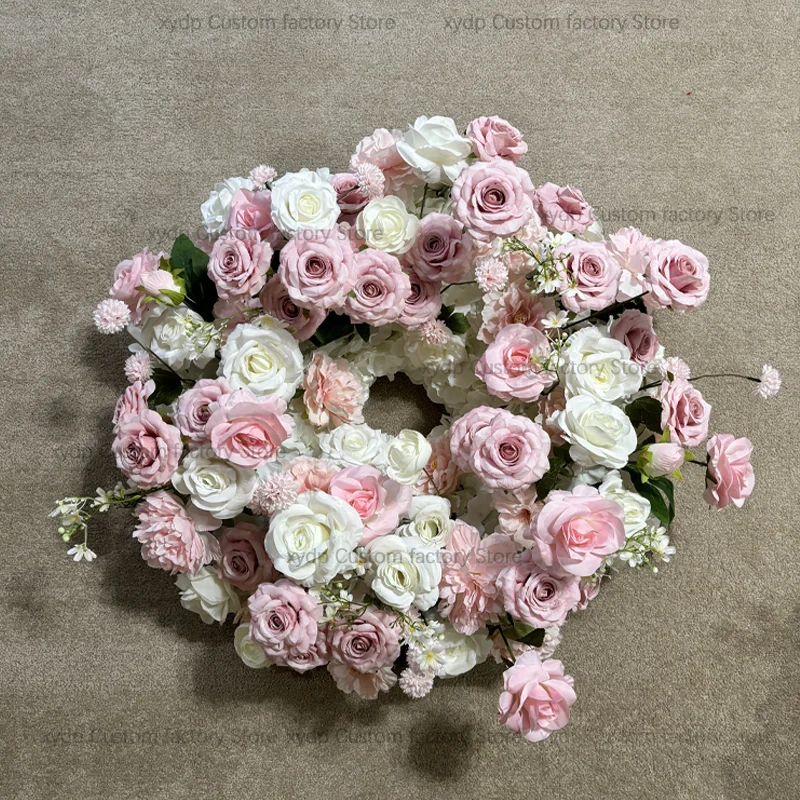 60 سنتيمتر تشكيلة زهور اصطناعية الجدول محور الشمعدان إكليل الأبيض الوردي الأخضر ورقة ديكور حفلات الزفاف الدعائم #1