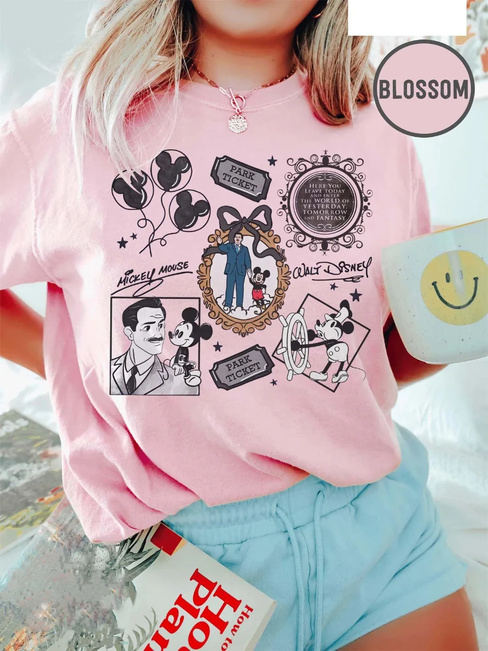 Camisa de gola confortável do mickey mouse da disney, camiseta de férias do mundo da disney walt, camiseta de lembrança dos parques da disney, camisa de viagem da disney