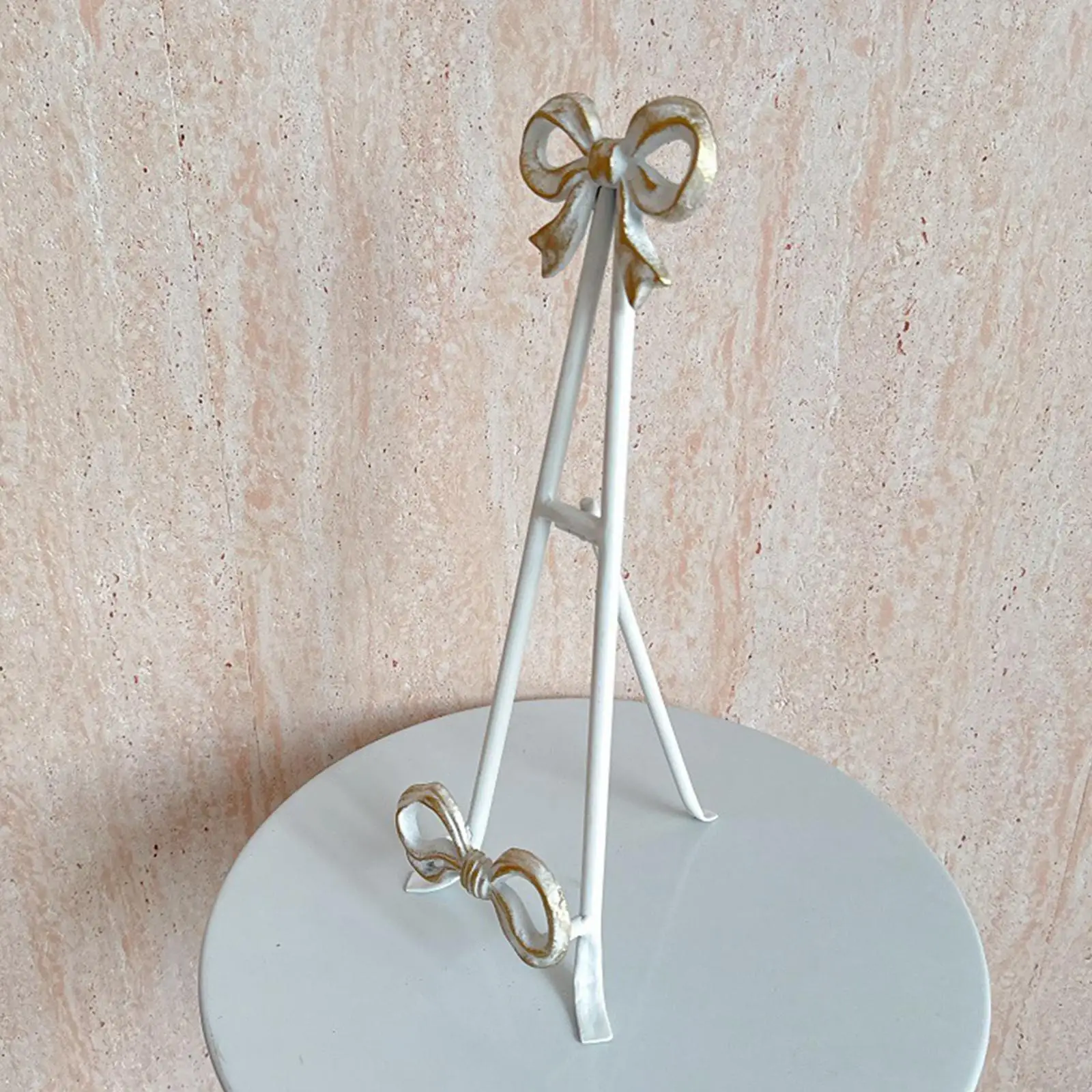 

Metal Cookbook Display Rack Holder for Artwork Accessory with Bow Design, Reading Shelf