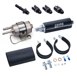 OSIAS Universal High Flow & Pressure External Inline 255LPH Fuel Pump GSL392 28-3012 6AN Fittings Kit