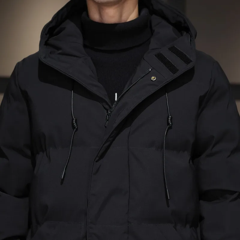 Manteau Long rembourré en coton de haute qualité, chaud, Simple, couleur unie, Look fin, haute tendance, tissu de toutes qualité, Parkas confortables pour hommes