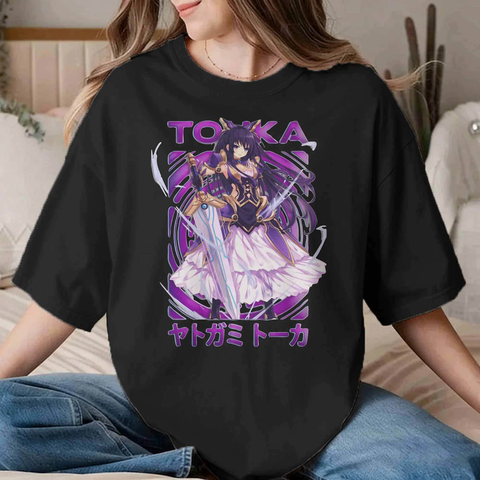Date A Live Tohka Yatogami T-Shirt for Men Women Genshin Impact Novelty Cotton Tees O Neck Short Sleeve T Shirt 4XL 5XL Clothing