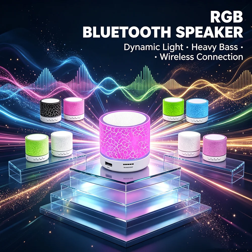 미니 블루투스 스피커 무선 라우드스피커 크랙 LED SD 카드 USB 서브우퍼 휴대용 MP3 음악 사운드 칼럼 PC 모바일폰용