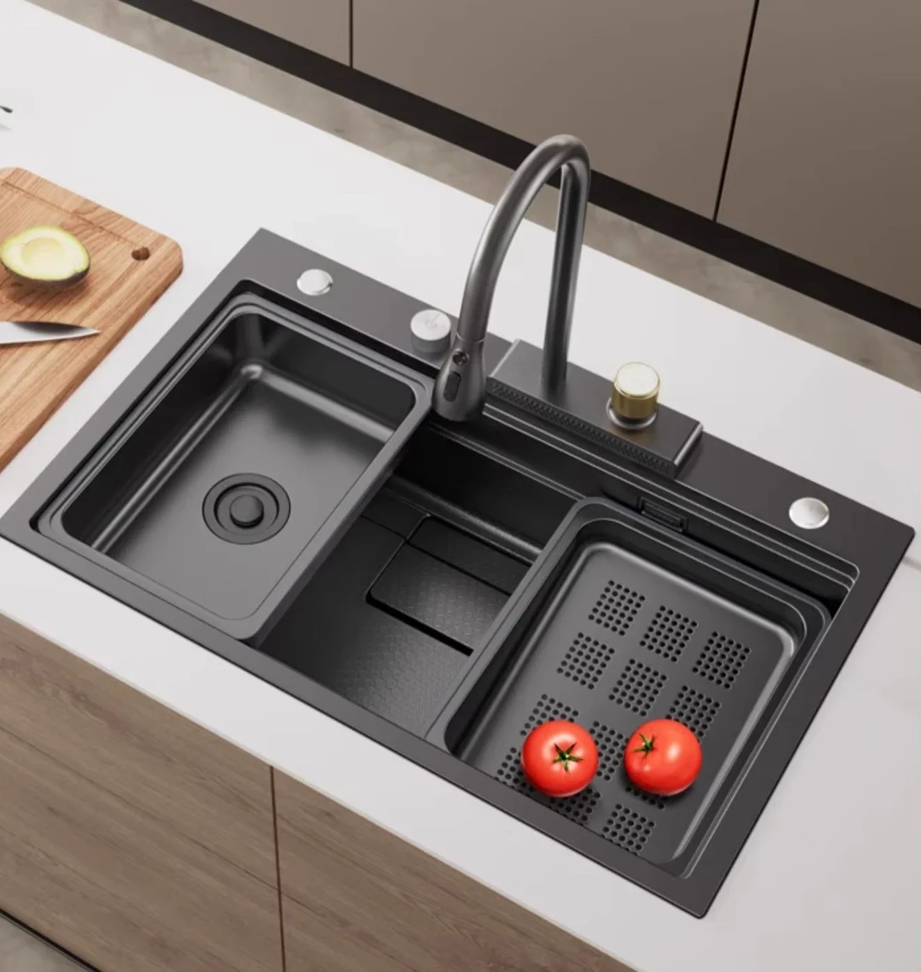 

304 кухонная раковина из нержавеющей стали ручная Двухступенчатая рельефная кухонная утварь для мытья овощей