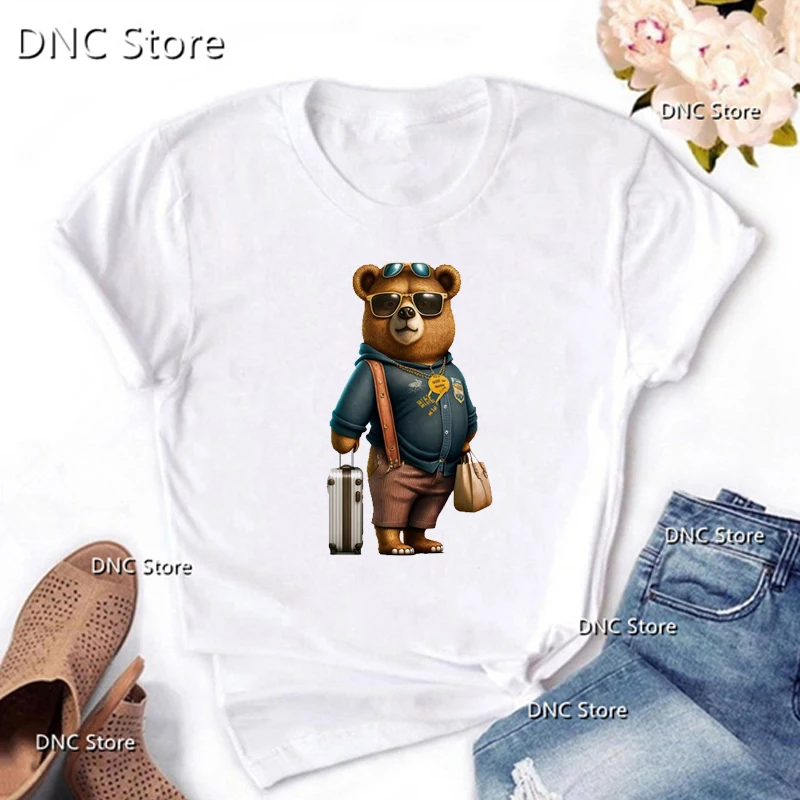 

2023 Hot Sale Women'S T-Shirt Cut Travel Bear Cartoon Print 00s Girls Tshirt Fashion Harajuku Shirt Summer T-Shirt Femme tops