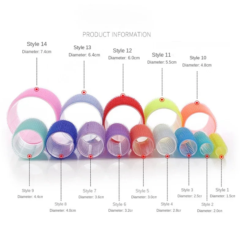 6pcs Self-Grip Hair Rollers Heatless Hair Curlers No Heat Hair Bangs Volume Self-adhesive Hook & Loop Styling Tools