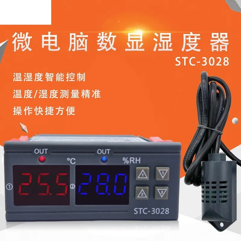 20pcs Stc-3028 Intelligent Digital Display Temperature Humidity Controller Breeding Incubation Temperature and Humidity Meter