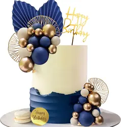 Blue White Gold Balls Cake Toppers Balls Birthday Cake Decorations for Birthday Boho Wedding Baby Shower Party Decorations