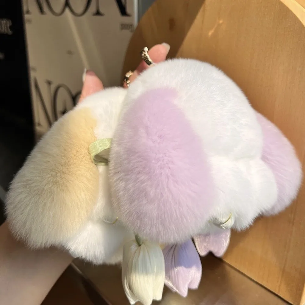 Zachte kunstmatige konijnenbont Bunny sleutelhanger pluizige Trinket konijn sleutelhanger Pompon Pom sieraden geschenken