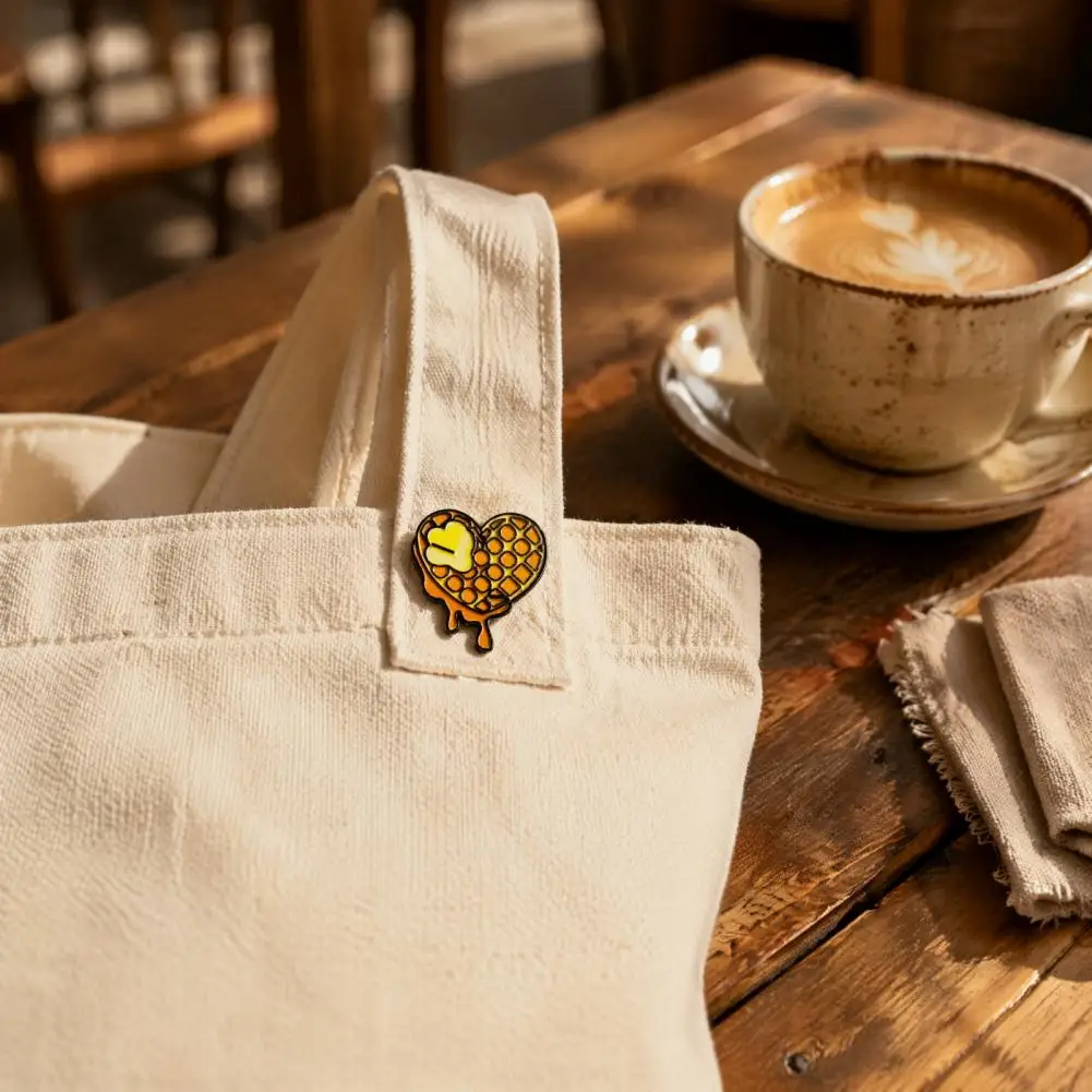 Enamel Waffle Brooch Enamel Heart Waffle Brooch Pin Metal Lapel Accessory for Sweater Cardigan Coat Cute Men Women Clothing