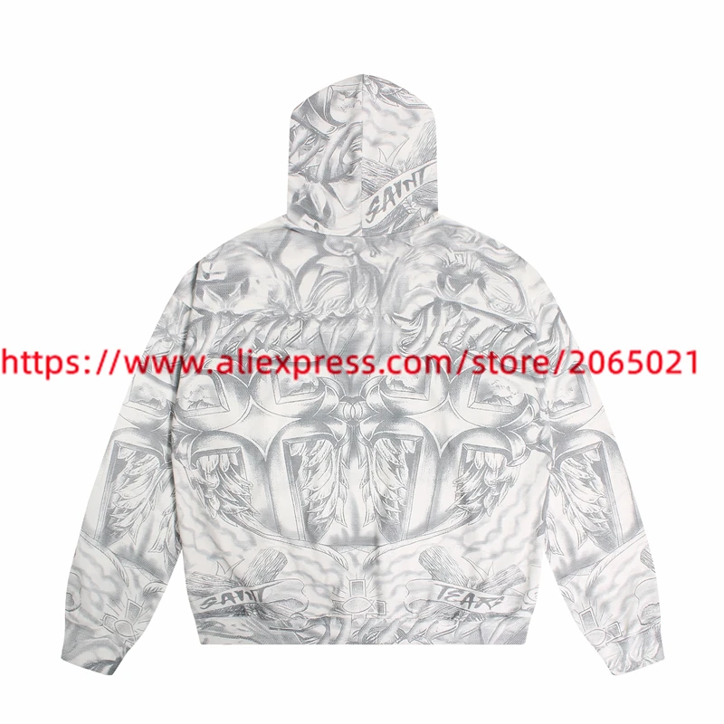 Full Printing Tie-dyed Saint Tears Hoodie Men Women Heavy Fabric Oversize Pullovers