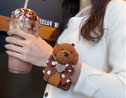 Korean Cute Teddy Plush Wrist Band Phone Case For Samsung Galaxy Z Flip7 Case For Galaxy Z Flip5 4 Cover Z Flip4 3 Capa Z Flip6
