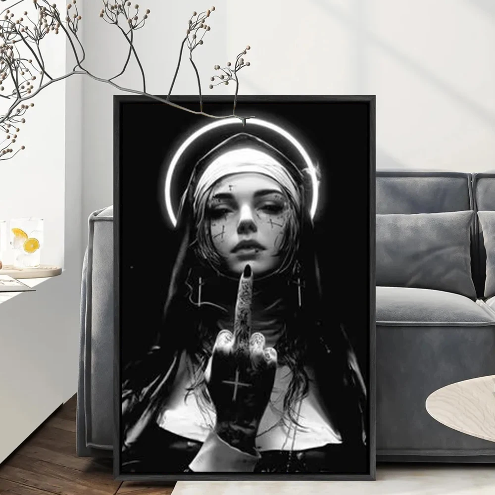 Halloween Unholy Nun Poster Prints For Bedroom Living Room Gothic Home Decor Wicked Witch Nun Canvas Painting Graffiti Wall A