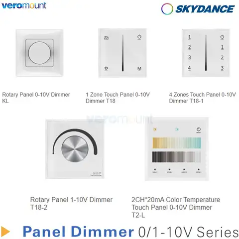 Skydance 0-10V 1-10V Wall Remote Switch Rotary Dimming Touch Panel AC100-240V Single Color CCT Dimmer Controller T18 T18-1 T18-2