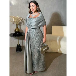 Gray Luxury Diamonds Crystal Dubai Mermaid Wedding Guest Evening Cocktail Prom Dresses for Bride Special Occasion