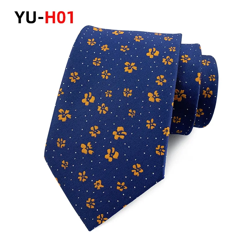 Fashion Classic Striped Floral Tie 8CM Polyester Business Daily Party Wedding Necktie Versatile Suit Accessories