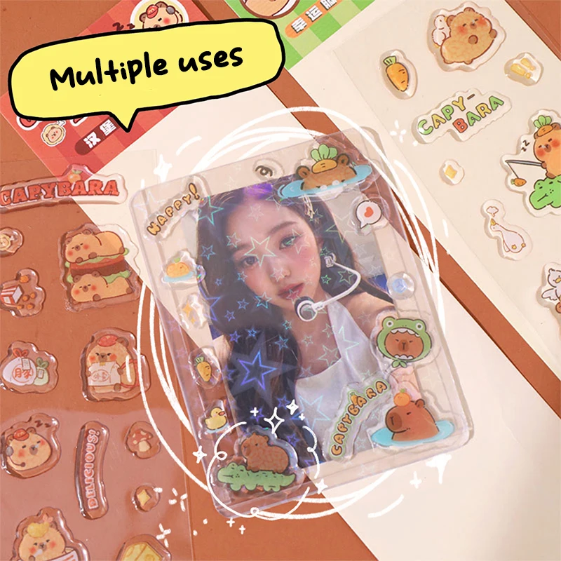 Cute Cartoon Capybara Drop Glue Stickers Creative Self-adhesive DIY Notebook Diary Decoration Multifunctional DIY Stickers