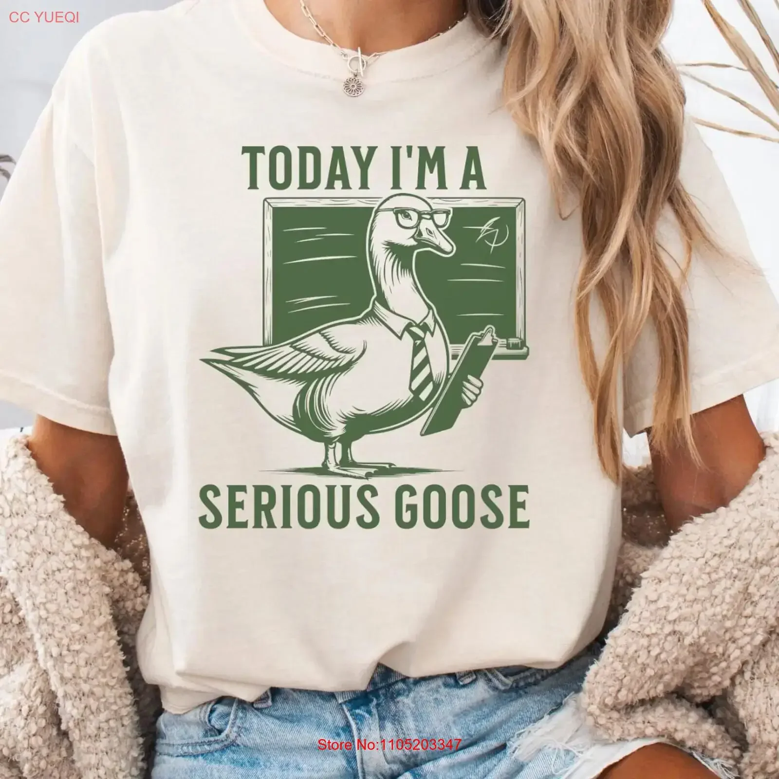 

Today I'm A Serious Goose T Shirt Cool Teacher s Silly Funny Animal Meme Lover vintage Washed streetwear graphic fashion Soft