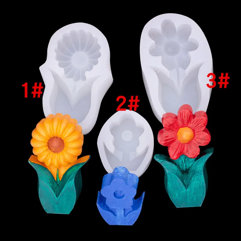 Three-Dimensional Small Flower Silicone Mold Plaster Car Aromatherapy Candle Table Holder Notebook Accessories Resin Mould A186