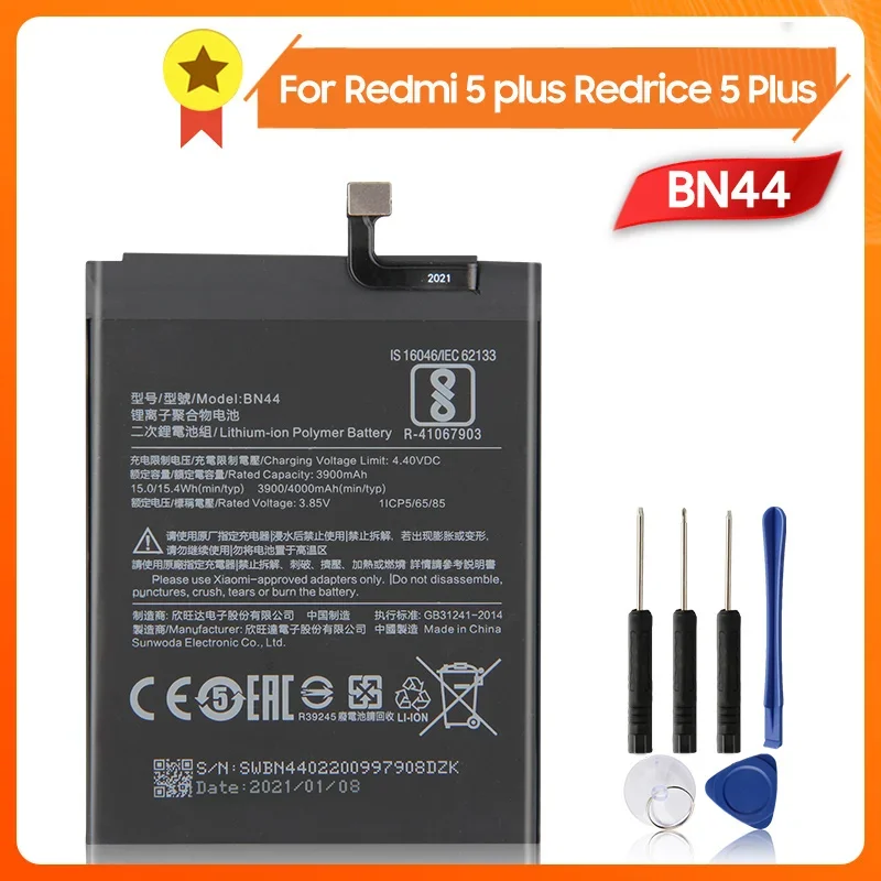 

Replacement Battery BN44 For Xiaomi Redmi 5 plus 5.99" Redrice 5 Plus Phone battery 4000mAh With Tool