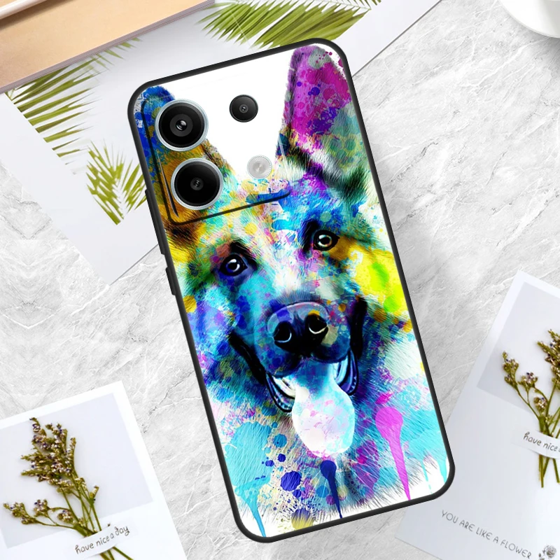 Cartoon German Shepherd Dog Case For Redmi Note 12 9 10 11 13 Pro Plus 9S 10S 11S 12S Cover For Redmi 12 10C 12C 13C