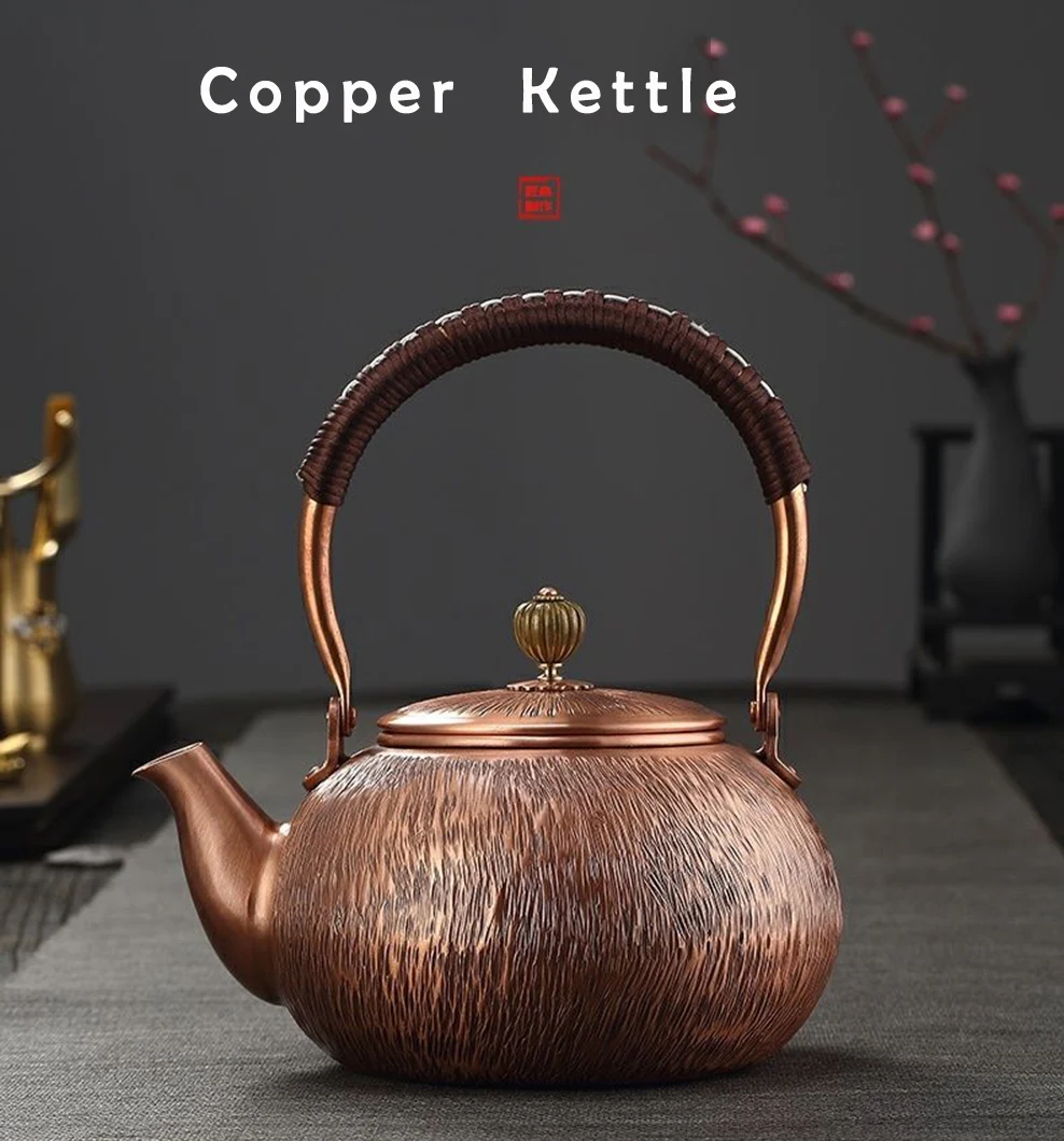 

1.2L/1.5L Red Copper Handmade Kettle Large-Capacity Pure Copper Teapot Home Tea Infuser For Beauty Health Boiling Water Kettle